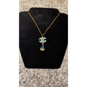 Women's handmade Necklace Blue and Gold